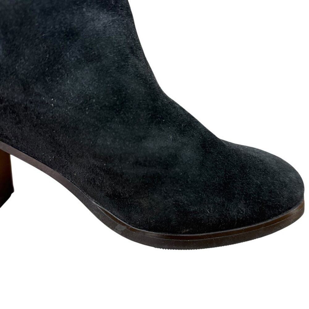 Lands End Womens Black Leather Suede Block High Heel Ankle Boots Booties Shoes 7 - Picture 2 of 16